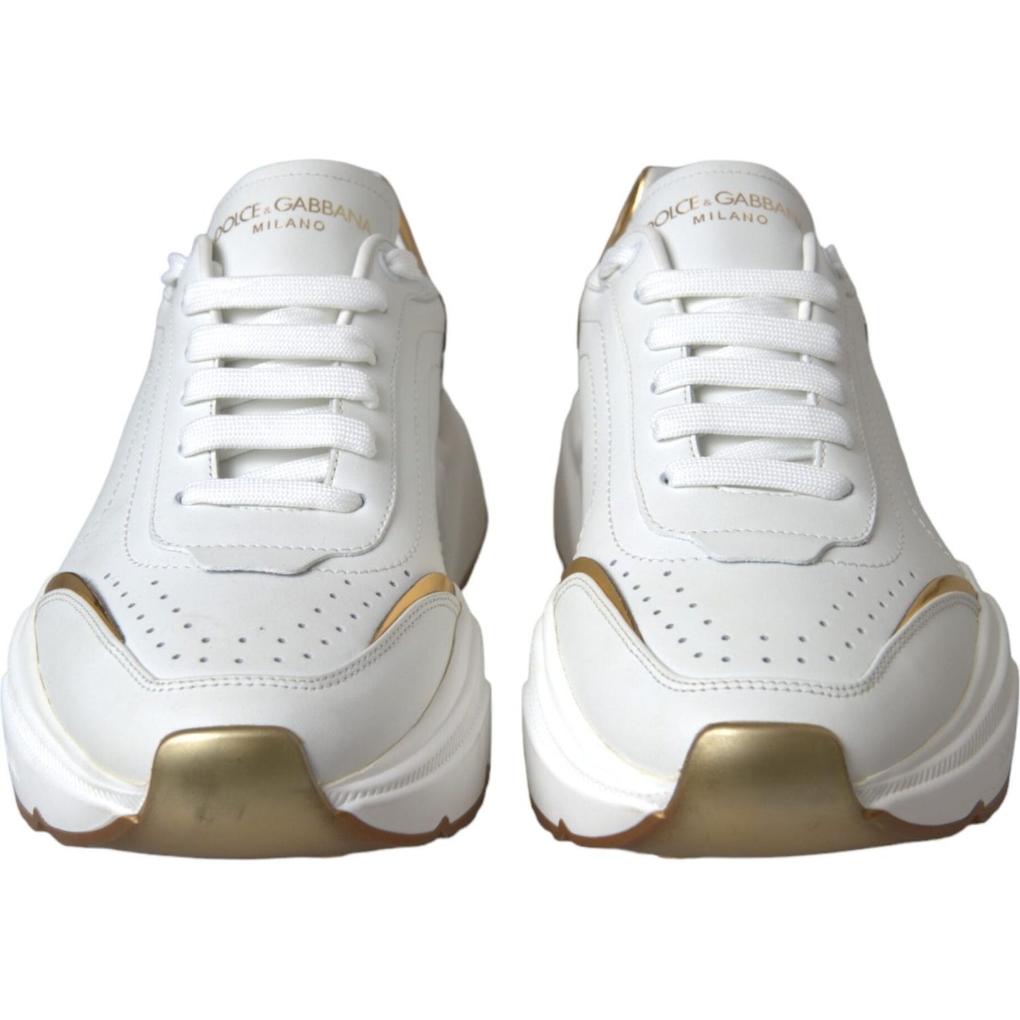 Dolce & Gabbana White Gold DAYMASTER Leather Sneakers Shoes Dolce & Gabbana Light Gray