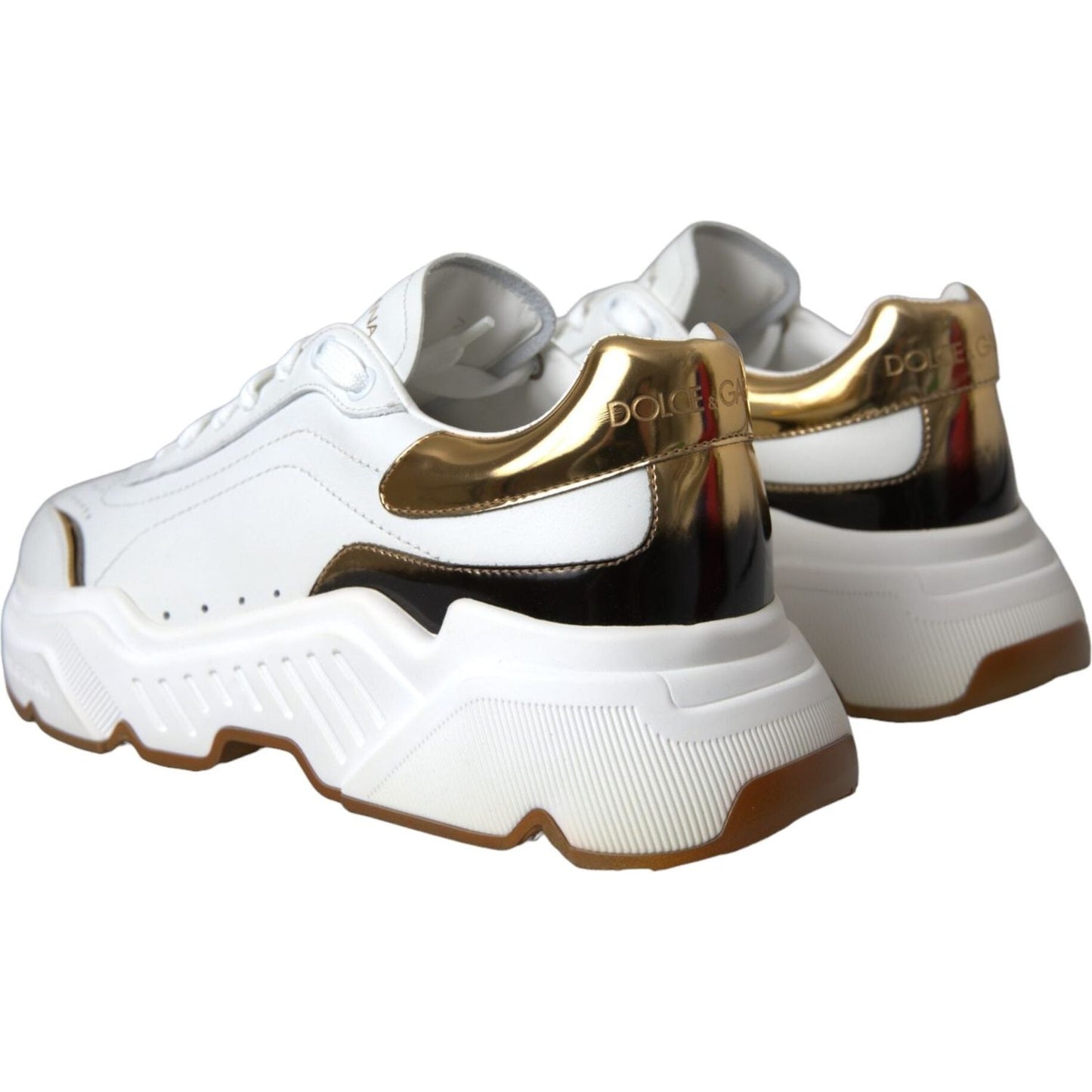 Dolce & Gabbana White Gold DAYMASTER Leather Sneakers Shoes Dolce & Gabbana Light Gray