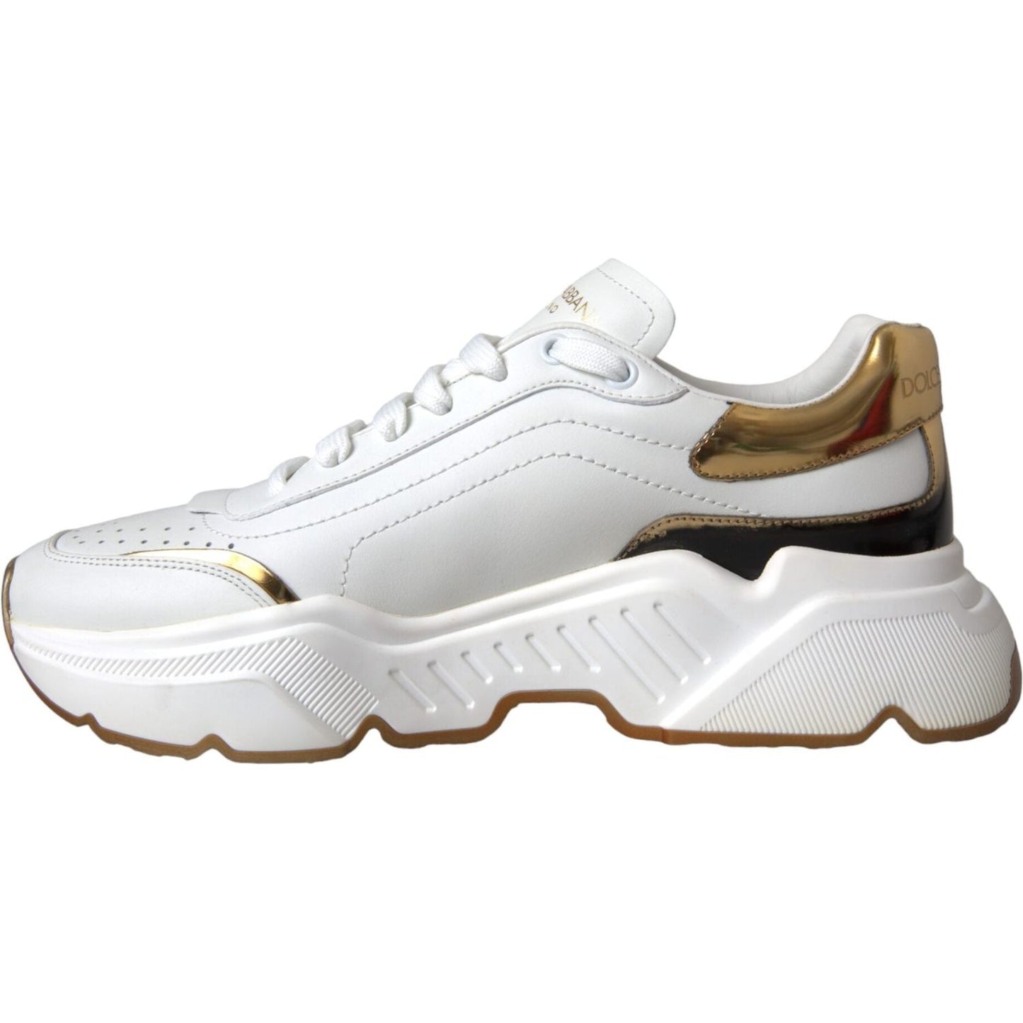 Dolce & Gabbana White Gold DAYMASTER Leather Sneakers Shoes Dolce & Gabbana Light Gray