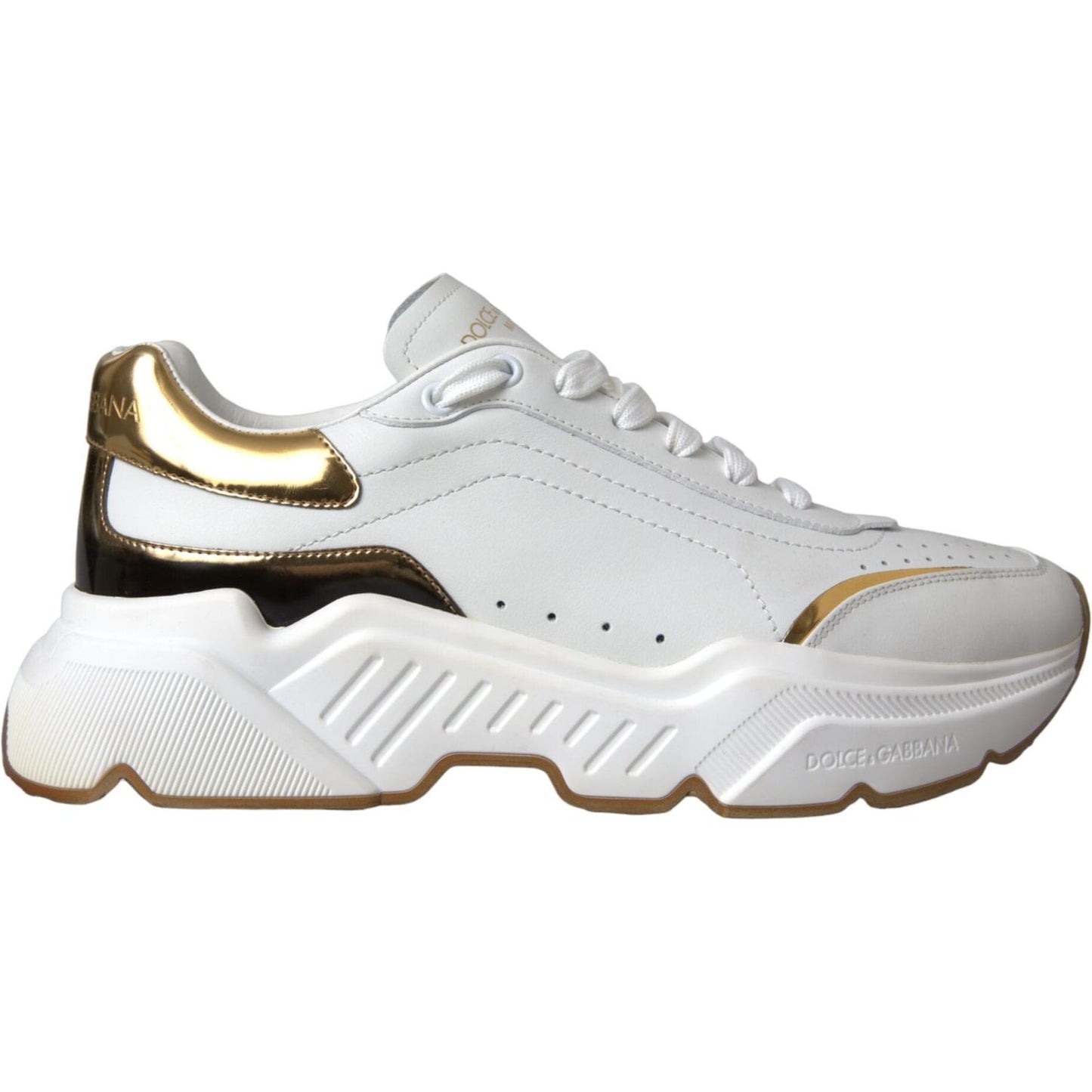 Dolce & Gabbana White Gold DAYMASTER Leather Sneakers Shoes Dolce & Gabbana Light Gray