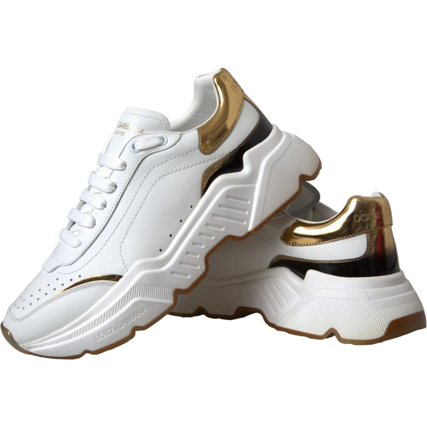 Dolce & Gabbana White Gold DAYMASTER Leather Sneakers Shoes Dolce & Gabbana Light Gray