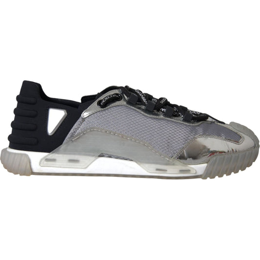 Dolce & Gabbana Silver Black Nylon NS1 Low Top Sneakers Men Shoes Dolce & Gabbana Light Slate Gray