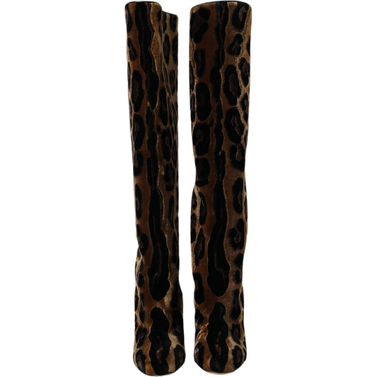 Dolce & Gabbana Dolce & Gabbana Brown Giraffe Velvet Leather Boots Shoes LA11142-36 1728,67345645728,Boots - Women - Shoes,Brown,Dolce & Gabbana,EU36/US5.5,Material: 90% Viscose velvet 10% Leather,New with tags,Shoes,Women - Shoes