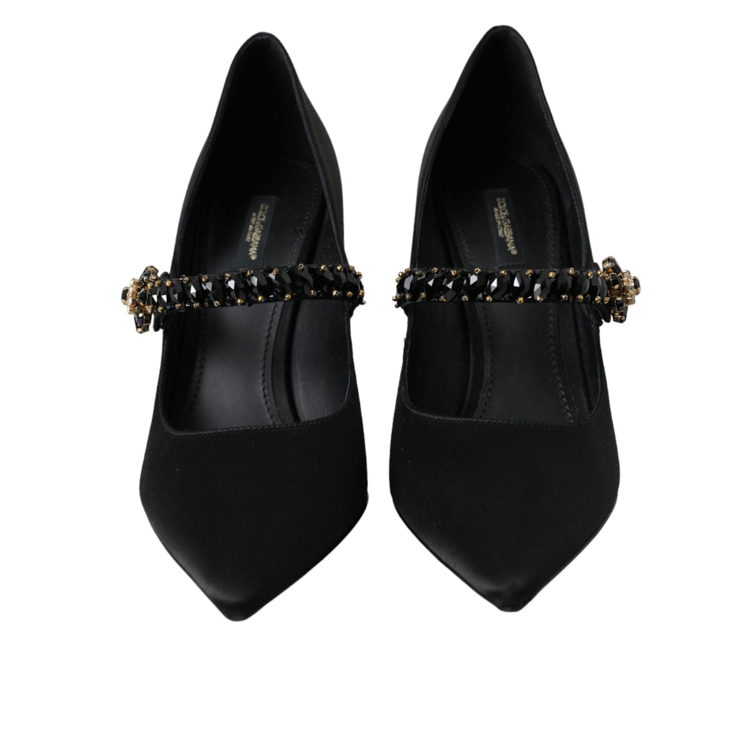 Dolce & Gabbana Black Mary Jane Crystal Heels Pumps Shoes