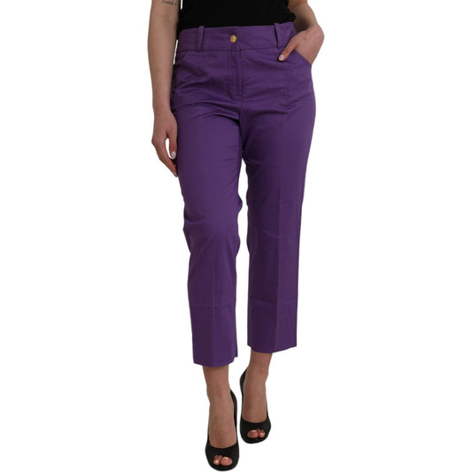 BENCIVENGA Purple Cotton MidWaist Straight Cropped Pants BENCIVENGA Dark Slate Gray
