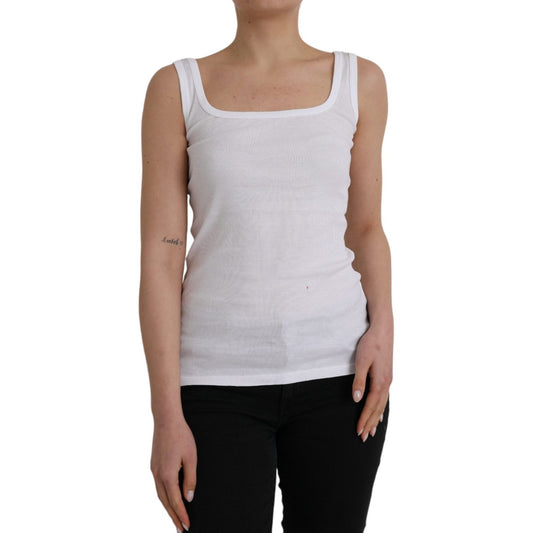 Ermanno Scervino White Cotton Sleevelesss Tank Casual Top Ermanno Scervino Dark Gray