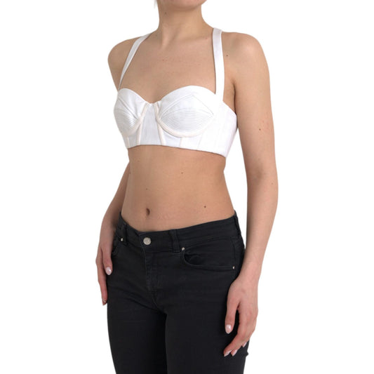 Versace White Viscose Bustier Sleeveless Cropped Top Versace Black