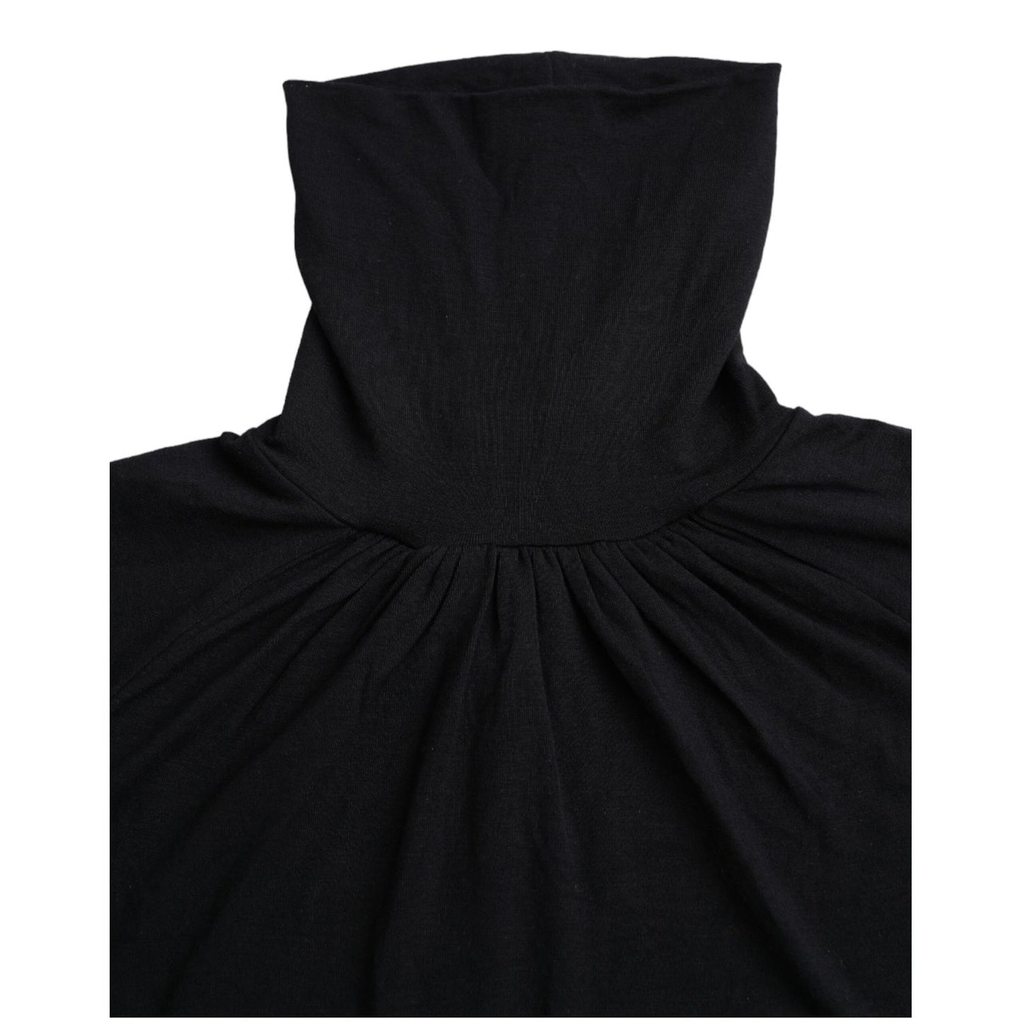 Costume National Black Turtleneck Viscose Short Sleeve Top
