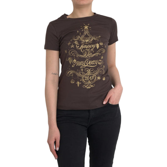 Dolce & Gabbana Brown Crewneck 2017 Motive Print T-shirt Dolce & Gabbana Dark Slate Gray