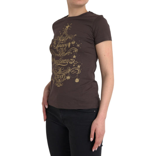 Dolce & Gabbana Brown Crewneck 2017 Motive Print T-shirt Dolce & Gabbana Dark Slate Gray