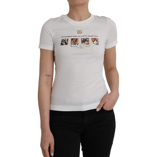 Dolce & Gabbana White Cotton Short Sleeves Crew Neck T-shirt Dolce & Gabbana Gray