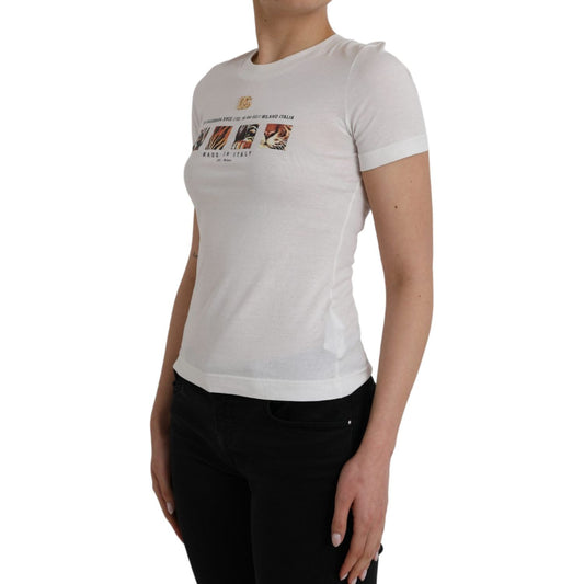 Dolce & Gabbana White Cotton Short Sleeves Crew Neck T-shirt Dolce & Gabbana Dark Gray