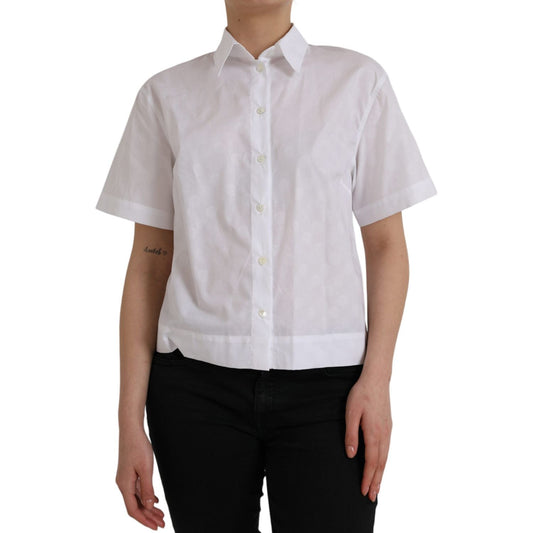 Dolce & Gabbana White Collared Short Sleeve Polo Shirt Top Dolce & Gabbana Gray