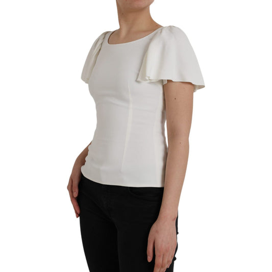 Dolce & Gabbana White Viscose Round Neck Short Sleeves Top Dolce & Gabbana Gray