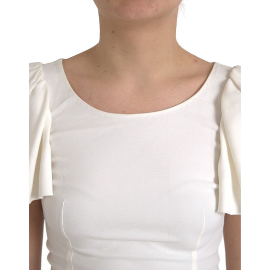 Dolce & Gabbana White Viscose Round Neck Short Sleeves Top Dolce & Gabbana Light Gray