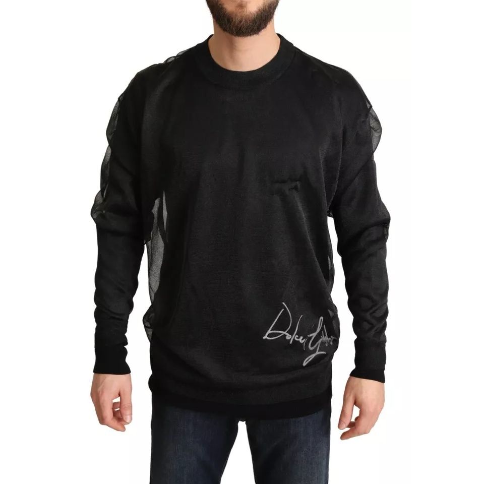Dolce & Gabbana Black Logo Crewneck Long Sleeve Pullover Sweater
