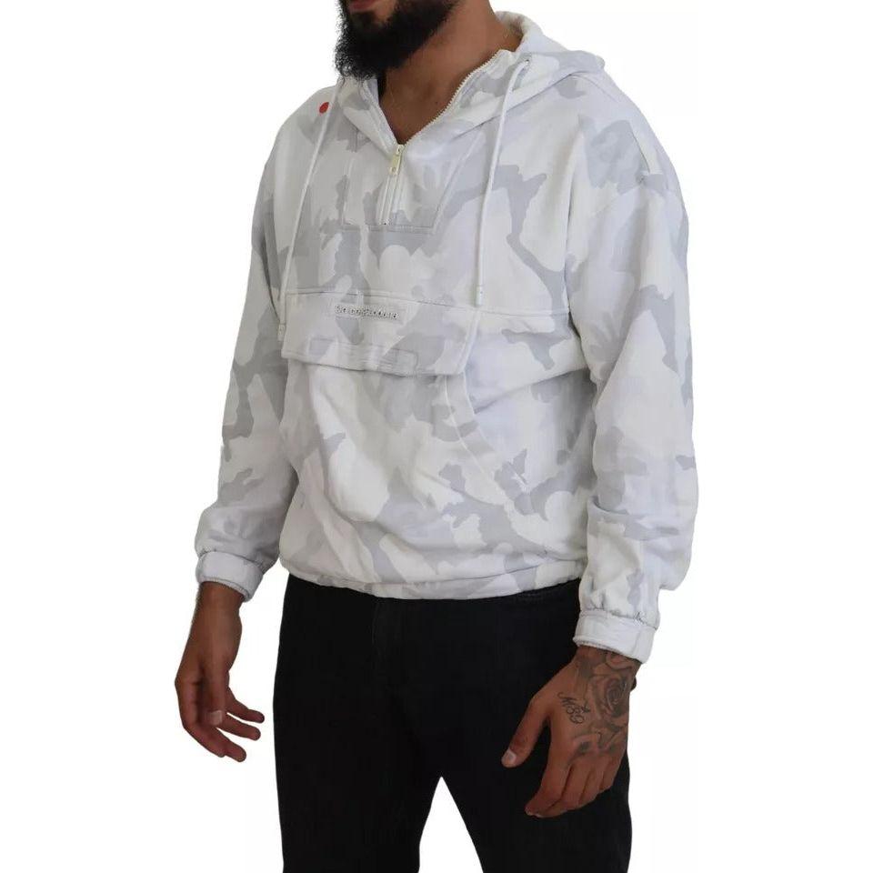 Dolce & Gabbana White Camouflage Hooded Sweatshirt Sweater