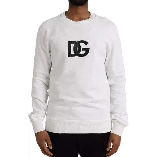 Dolce & Gabbana White Logo Cotton Crew Neck Pullover Sweater TSH84894-46