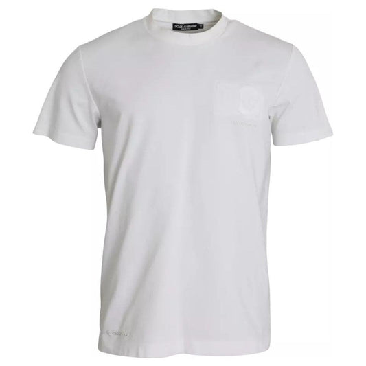 Dolce & Gabbana White Logo Embossed Cotton Crewneck T-shirt TSH84885-52