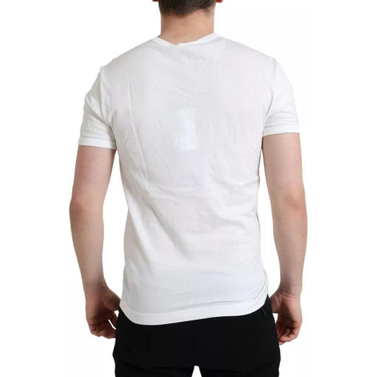 Dolce & Gabbana White Logo Embossed Crew Neck Short Sleeves T-shirt TSH84660-44