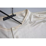 Dolce & Gabbana White Short Button Closure Silk Top T-shirt