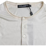 Dolce & Gabbana White Short Button Closure Silk Top T-shirt