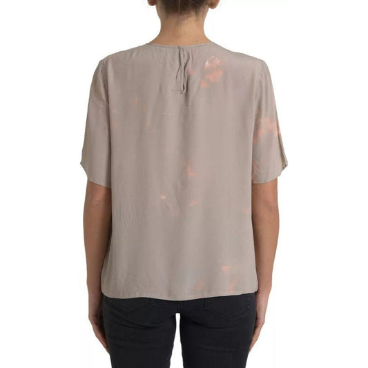 Dolce & Gabbana Brown Round Neck Short Sleeve Blouse Top Dolce & Gabbana Rosy Brown