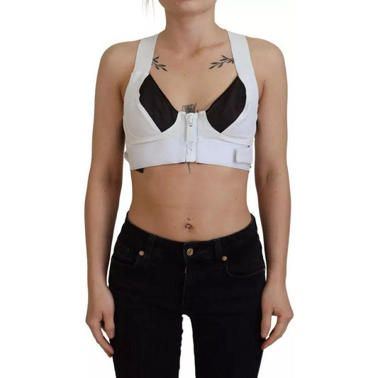 Dolce & Gabbana White Viscose Sleeveless Cropped Bustier Top Dolce & Gabbana Rosy Brown