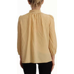 Dolce & Gabbana Mustard Ascot Collar Shirt Silk Blouse Top TSH7466-40