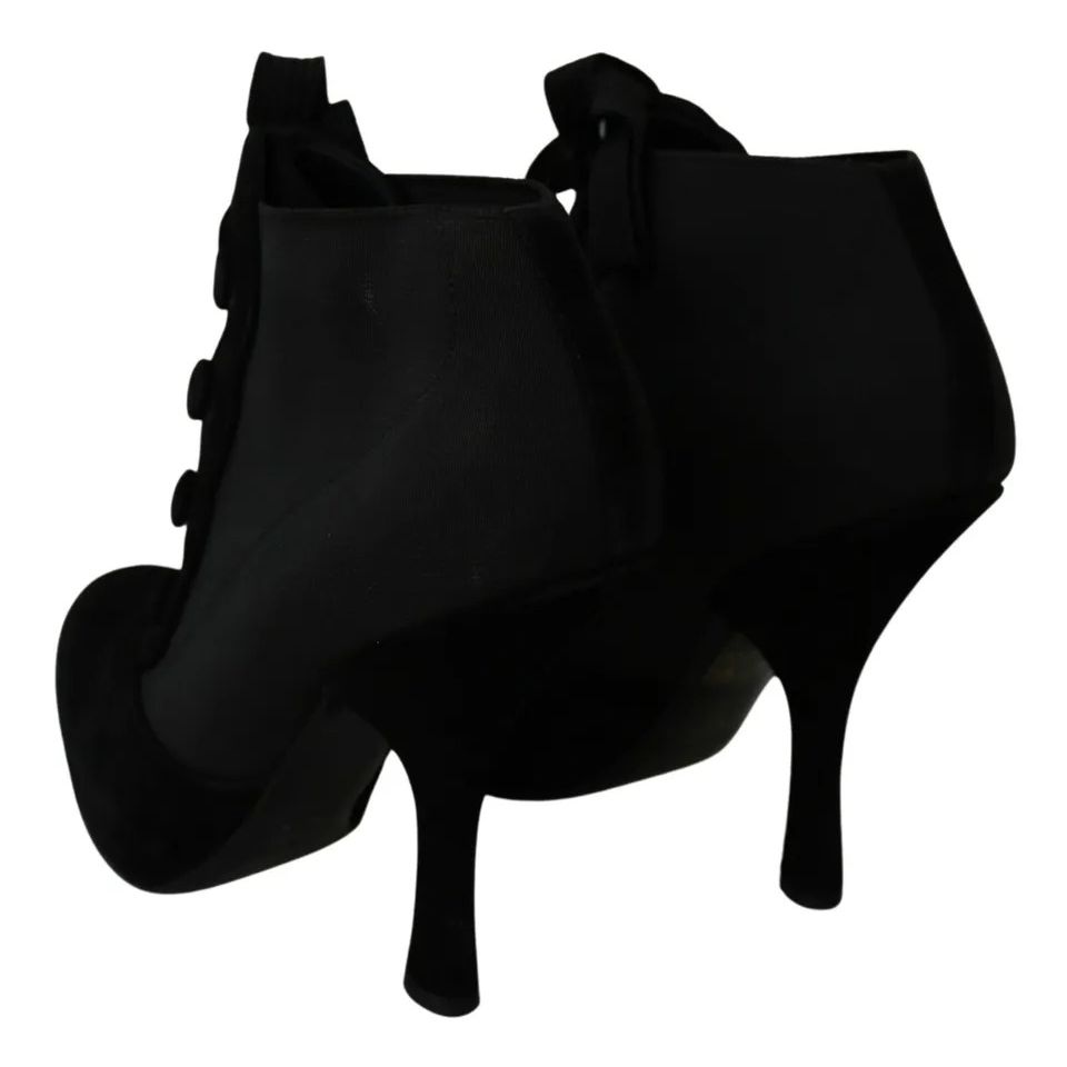 Dolce & Gabbana Black Suede Stretch Ankle Boots Booties Shoes