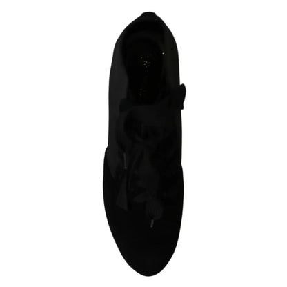 Dolce & Gabbana Black Suede Stretch Ankle Boots Booties Shoes