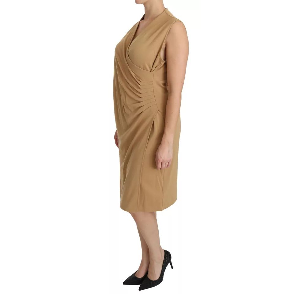 Ralph Lauren Brown V-neck Shift Knee Length Viscose Dress