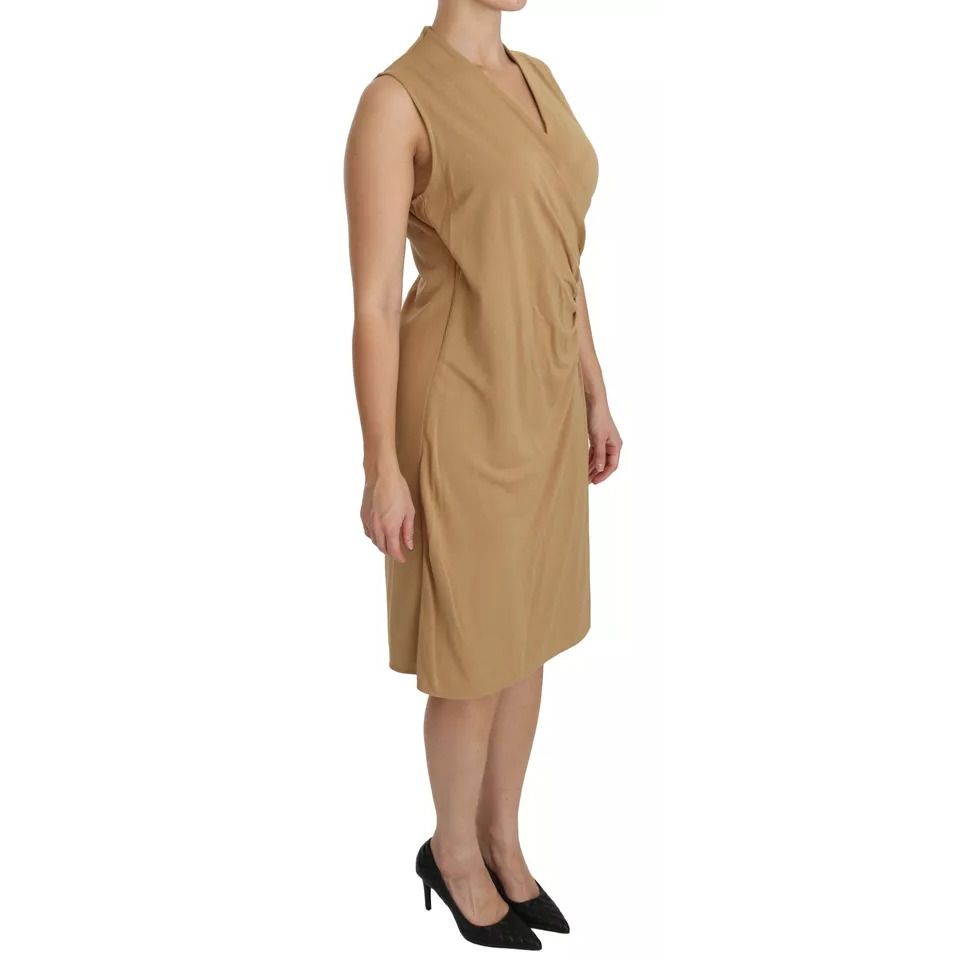 Ralph Lauren Brown V-neck Shift Knee Length Viscose Dress