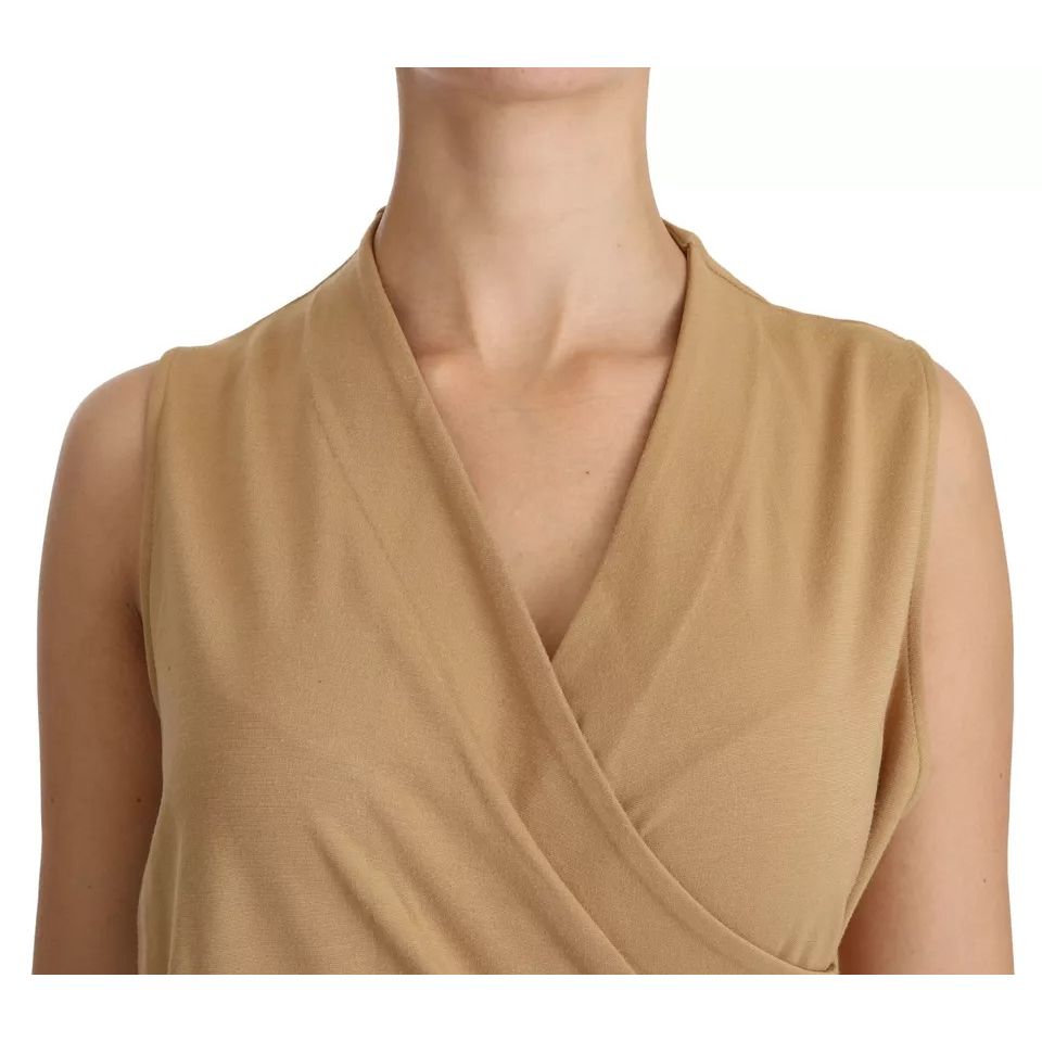 Ralph Lauren Brown V-neck Shift Knee Length Viscose Dress
