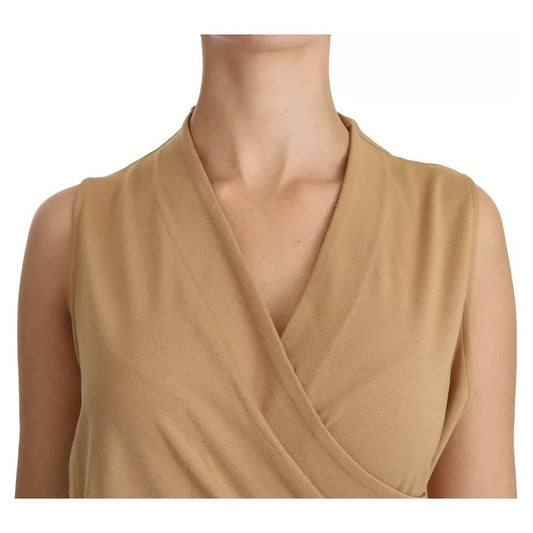 Ralph Lauren Brown V-neck Shift Knee Length Viscose Dress Ralph Lauren Rosy Brown