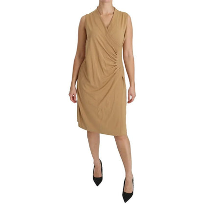 Ralph Lauren Brown V-neck Shift Knee Length Viscose Dress