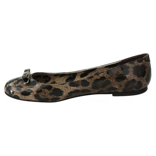Dolce & Gabbana Brown Leopard Ballerina Flats Leather Shoes LA7688-36