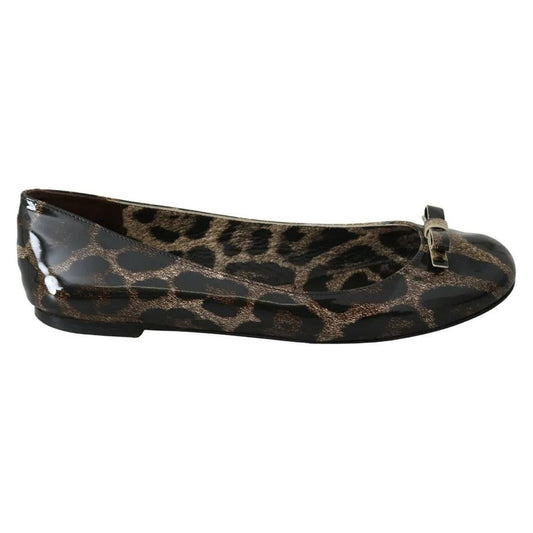 Dolce & Gabbana Brown Leopard Ballerina Flats Leather Shoes LA7688-36