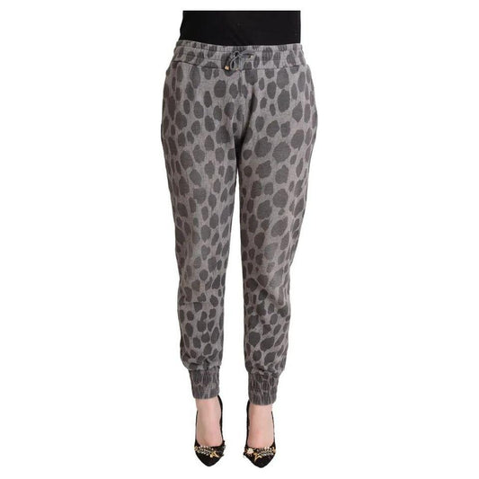 Dolce & Gabbana Gray Leopard Print Sweatpants Jogger Pants Dolce & Gabbana Dim Gray