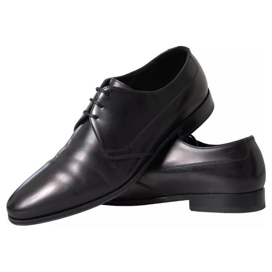 Dolce & Gabbana Black Leather Derby Formal Dress Men Shoes Dolce & Gabbana Dark Slate Gray