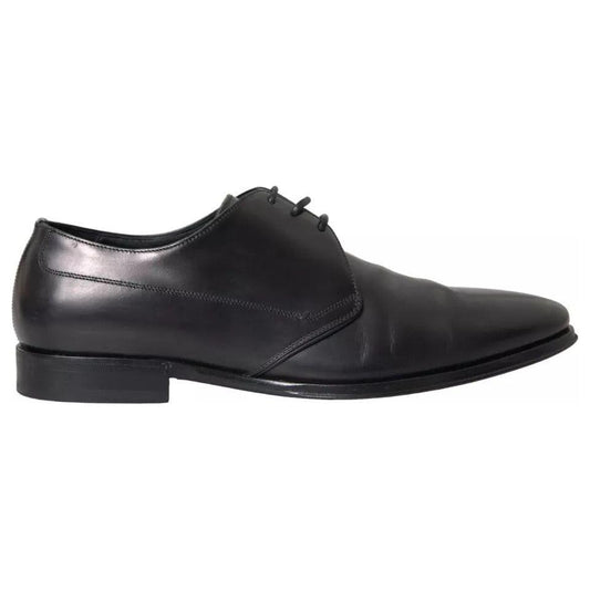Dolce & Gabbana Black Leather Derby Formal Dress Men Shoes Dolce & Gabbana Dark Slate Gray