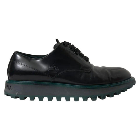 Dolce & Gabbana Black Leather Derby Formal Dress Shoes Dolce & Gabbana Dark Slate Gray