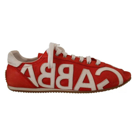 Dolce & Gabbana Red White Leather Mens Logo Casual Sneakers Shoes Dolce & Gabbana Brown