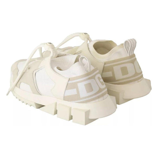 Dolce & Gabbana White Fabric Suede Sorrento Lace Up Sneakers Shoes Dolce & Gabbana Light Gray