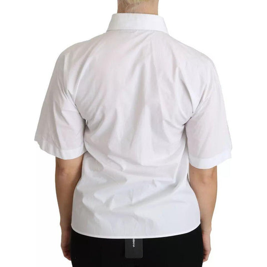 Dolce & Gabbana White Collared Short Sleeve Polo Shirt Top Dolce & Gabbana Light Gray