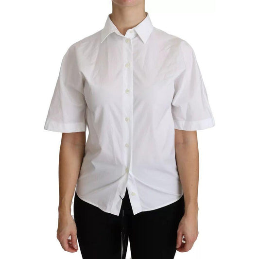 Dolce & Gabbana White Collared Short Sleeve Polo Shirt Top Dolce & Gabbana Gray