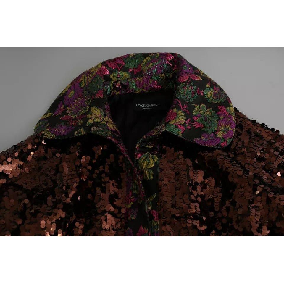 Dolce & Gabbana Multicolor Sequined Long Coat Jaquard Jacket