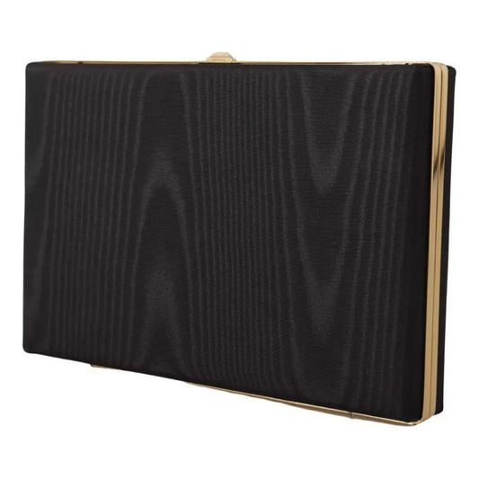 Dolce & Gabbana Black Silk Gold Frame Clutch Evening Party Purse Bag Dolce & Gabbana Dark Slate Gray