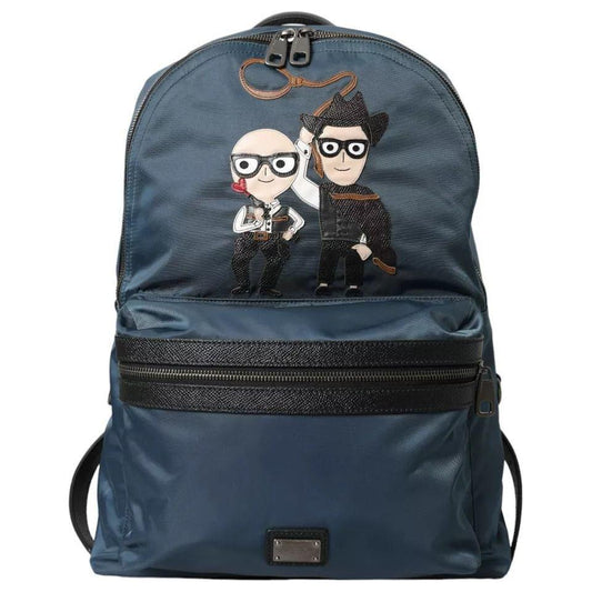 Dolce & Gabbana Blue Nylon #DGFamily Patch Men Backpack Bag Dolce & Gabbana Dark Slate Gray
