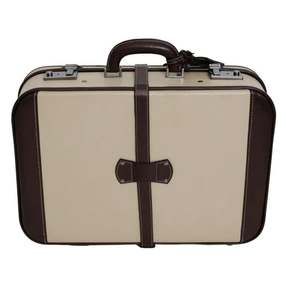 Dolce & Gabbana Brown Beige Leather Mens Travel Suitcase Luggage Bag